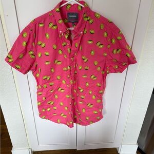 Bonobos Bright Pink Kiwi Pattern Shirt